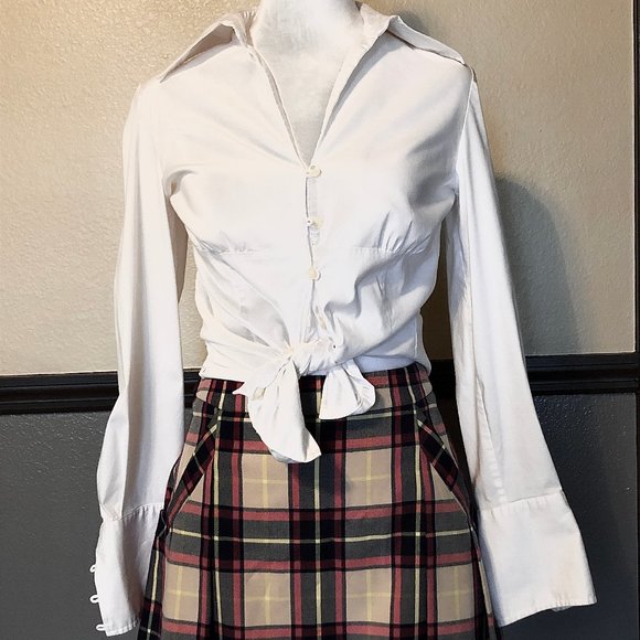 Designer - Vera Wang Princess NWOT sz9 Blue Tan Red Plad Pleated Mini Skirt - Picture 2 of 8